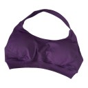 Sujetador deportivo femenino de cuello redondo con escote redondo y amplio dobladillo acanalado en corte corto para yoga y fitness 21
