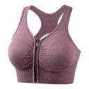 Sujetador deportivo para mujer con cremallera en la parte delantera y espalda en forma de Y con corte y tirantes anchos con banda 5