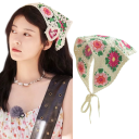 Summer Crochet Triangle Scarf Floral Design Hair Scarf for Women Lightweight Cute Head Covering for Spring and Travel 2