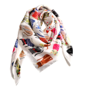 Summer Silk Square Scarf 90 x 90 cm Satin Scarf with Cat Pattern for Women For Neck, Hair, Handbag Beach Fashion 2