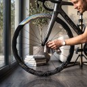 SUPERTEAM 700C Wheelset 50 mm Wavy Profile Clincher Tubeless Quick Release 100 and 135 mm SRAM XDR Black For Disc Brakes 7
