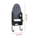 Suport de perete pentru fier de călcat 13,3 x 29,4 cm Organizator portabil cu 2 cârlige din oțel pentru accesorii Suport rezistent din plastic BPT 2