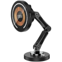 Suport magnetic pentru mașină cu încărcare fără fir Stație de încărcare rapidă cu magnet puternic de 15 W cu cablu USB C Suport telefon negru pentru mașină 2