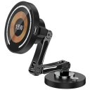 Suport magnetic pentru mașină cu încărcare fără fir Stație de încărcare rapidă cu magnet puternic de 15 W cu cablu USB C Suport telefon negru pentru mașină 3