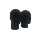 Suport negru pentru peruci în formă de cap 27,5 x 13,5 x 11,5 cm Cap din spumă pentru ochelari, pălării, curățare ușoară Circumferința capului 54 cm 3