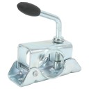 Suport pentru roata de suport a remorcii pentru tub de 48 mm din fontă zincată cu clemă de prindere cu manetă pentru montare pe cadrul căruțului 1