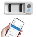 Suport rezistent la apă pentru telefon în baie cu difuzor Bluetooth 360° rotire ecran tactil 11 x 24,5 x 4,4 cm alb montabil pe perete 4