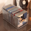 Suport transparent din plastic pentru CD-uri 26 x 13,5 x 11 cm Cu 3 separatoare Organizator pentru discuri Suport compact pentru CD-uri pentru acasă și birou 2