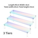 Suporte acrílico 3 níveis 40 × 8 × 15 × 20 cm organizador rosa para figuras perfumes joias prateleira de vários andares para exibição de itens colecionáveis 2