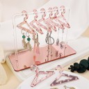 Suporte de acrílico transparente para joias com cabides e base espelhada 15 × 6 × 11 cm organizador de mesa com mini ganchos 2
