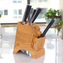 Suporte de bambu para facas e utensílios de cozinha Bloco com ranhuras e compartimento frontal para pauzinhos Decoração esculpida Dimensões 20 x 10,8 4