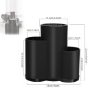 Suporte de cozinha para facas e utensílios 23 x 22,5 cm Bloco de três aberturas para facas e utensílios de cozinha Organizador com dreno 4
