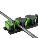 Suporte de parede para canas de pesca 3 slots 14,5 × 5 × 3,1 cm plástico borracha UV preto e verde suporte com cola 3M para armazenamento de canas 4