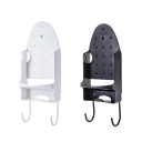 Suporte de parede para ferro de engomar 13,3 x 29,4 cm Organizador portátil com 2 ganchos de aço para acessórios Suporte resistente em plástico 1