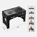 Suporte elevado para cães com alimentação lenta e tigela de água resistente a salpicos 43 x 23,3 cm altura ajustável 31 cm ABS 2