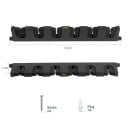 Suporte horizontal para 6 varas de pesca suporte de parede aproximadamente 37,1 × 5,8 cm organizador de plástico preto para varas na oficina ou garagem 3