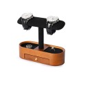 Suporte para 2 relógios com organizador de joias e gaveta 20 × 8 × 17 cm suporte de madeira com almofada de couro sintético 2