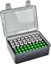 Suporte para baterias para 32x AA e 40x AAA Baterias Cor neutra Organizador de armazenamento com compartimentos para armazenamento seguro 4