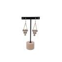 Suporte para brincos em forma de T, suporte metálico para joias com base de madeira 14,6 × 7,6 cm organizador de brincos e pequenas joias 2