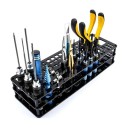 Suporte para ferramentas com 63 buracos de tamanhos variados 30 x 10 x 6 cm preto para chaves de fenda, alicates, tesouras e colas para a oficina 2