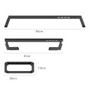 Suporte para monitor 55 x 7,5 cm com gaveta de armazenamento e suporte para telefone com iluminação RGB e portas USB prateleira preta para mesa 4
