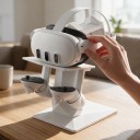 Suporte para óculos VR 21 x 24,6 x 17 cm com suporte para headset e dois ganchos para controladores para arrumação prática de acessórios de jogo na mesa 6