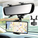 Suporte para telefone no carro para espelho retrovisor 360° rotativo em plástico ABS Controlo com uma mão Para telefones de 4–7 polegadas Suporte 1