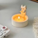 Suporte para vela de chá 6 cm com motivo de gato Acessório adorável para a casa para uma atmosfera relaxante 2