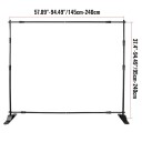 Suporte telescópico para fundo ajustável 240×240 cm estrutura em alumínio base em ferro preta para fotografia e banners publicitários 2