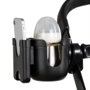 Suporte universal 2 em 1 para garrafa e telefone para carrinho Preto Suporte ajustável 360° Suporte rotativo para bebida e telemóvel 2