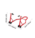Support arrière de moto capacité 385 kg dimensions 770 x 540 x 350 mm rouge pour entretien et maintenance de la roue arrière de la moto 2