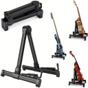 Support de guitare pliable en A Support en métal portable pour guitare électrique et acoustique Support stable avec embouts antidérapants 4