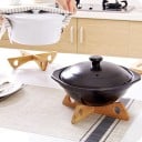 Support en bambou pour casserole et plats Démontable en croix de deux pièces Protection de la table et du plan de travail Dimensions 20 x 4 cm 4