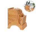 Support en bambou pour couteaux et ustensiles de cuisine Bloc avec fentes et tiroir avant pour baguettes Décor sculpté Dimensions 20 x 10,8 x 22 cm 2