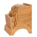 Support en bambou pour couteaux et ustensiles de cuisine Bloc avec fentes et tiroir avant pour baguettes Décor sculpté Dimensions 20 x 10,8 x 22 cm 3