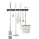 Support mural à outils avec 4 supports et 5 crochets en métal noir pour balais, mops et outils de jardin 3