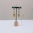 Support pour boucles d'oreilles en T, support en métal pour bijoux avec socle en bois 16,8 × 7,6 cm, organisateur pour boucles d'oreilles 3
