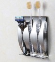 Support pour brosses à dents en acier inoxydable - 3 compartiments 2