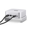 Support pour Mac mini M4 et M4 Pro avec évacuation de chaleur support antidérapant avec socle surélevé et ouverture de ventilation argenté pour bureau 4
