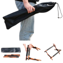 Supporto da campeggio pieghevole con telaio antiscivolo 50×37,5×35 cm capacità 50 kg lunghezza regolabile in legno per uso esterno 4