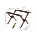 Supporto da campeggio pieghevole con telaio antiscivolo 50×37,5×35 cm capacità 50 kg lunghezza regolabile in legno per uso esterno 3