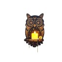 Supporto da parete decorativo per candela 21,5 x 12 cm Mensola in legno a forma di gufo Decorazione murale mistica 1