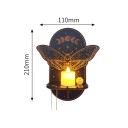 Supporto da parete decorativo per candele 21 x 11 cm Mensola in legno a forma di farfalla Decorazione murale mistica 2
