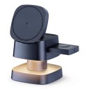 Supporto di ricarica wireless magnetico luminoso per iPhone, Apple Watch e AirPods con lampada e caricatore estraibile per MagSafe 6