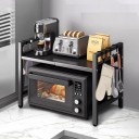 Supporto estensibile per microonde 40–60 x 36 x 46 cm Nero Mensola regolabile per cucina, organizer con ganci 3