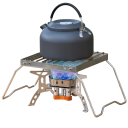 Supporto in acciaio inox per bruciatore a gas 16 x 16 cm Supporto con griglia per teiera Griglia da campo per campeggio e outdoor 2