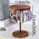 Supporto in legno per bracciali con ganci 25,5 cm altezza 17,8 cm diametro organizer da tavolo per gioielli base rotonda legno marrone 4