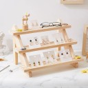 Supporto in legno per gioielli con 3 ripiani e 3 scanalature su ogni ripiano, organizer da tavolo per orecchini, anelli e orologi 2