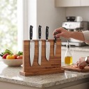 Supporto magnetico per coltelli in legno di acacia 29,6 x 21,8 cm Blocco per coltelli con forti magneti Marrone Per la cucina 4