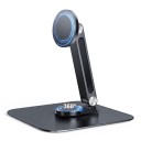 Supporto magnetico per monitor portatile Base girevole a 360° Altezza e inclinazione regolabili Lega di alluminio Nera Da scrivania per ufficio 3